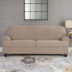 Faux Leather T-Cushion Sofa Slipcover